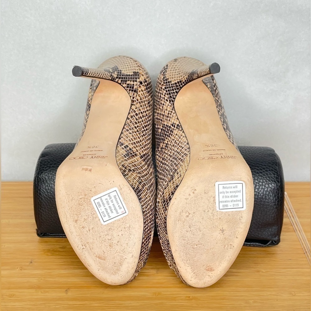 Jimmy Choo Dhalia stilletos 120mm black beige Python skin platform pumps EU38.5 - Picture 11 of 13